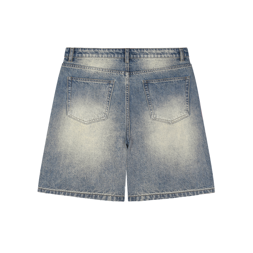 Inspire Clothing Company Faded Distressed Baggy Denim Shorts