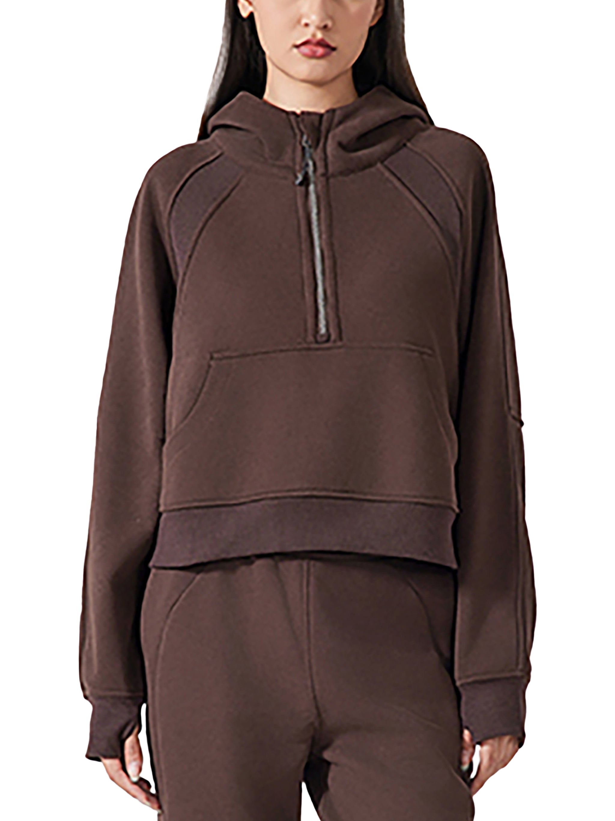 Women's "mindset" Cropped Half-Zip Hoodie
